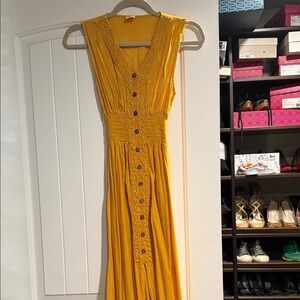 Yellow Sleeveless Button-Down Dress